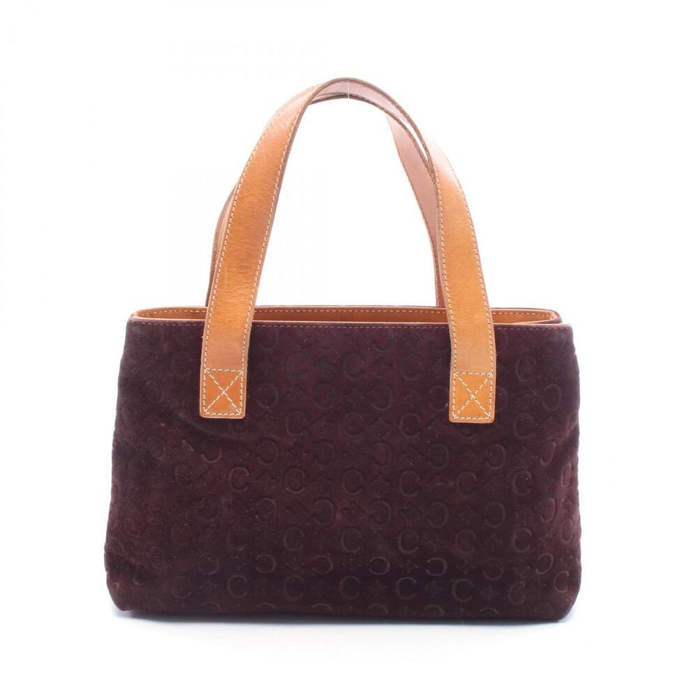 Celine C Macadam handbag, suede leather, women's, burgundy/brown.